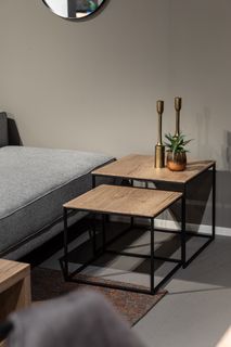 Set van 2 salontafels SIMON - Natuur/zwart metaal MXF SM SAS2