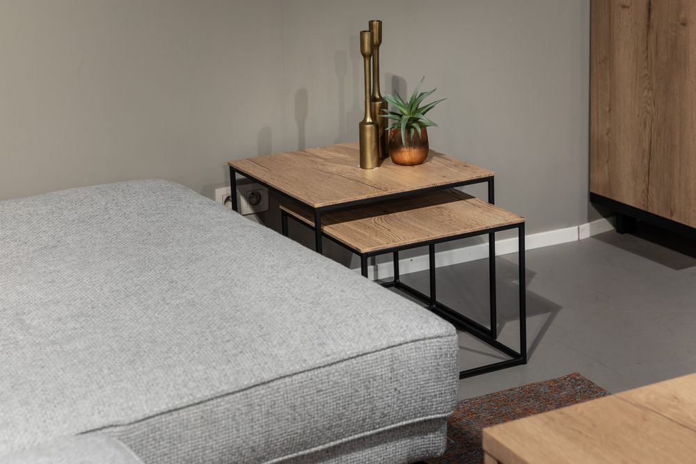 Set van 2 salontafels SIMON - Natuur/zwart metaal MXF SM SAS2