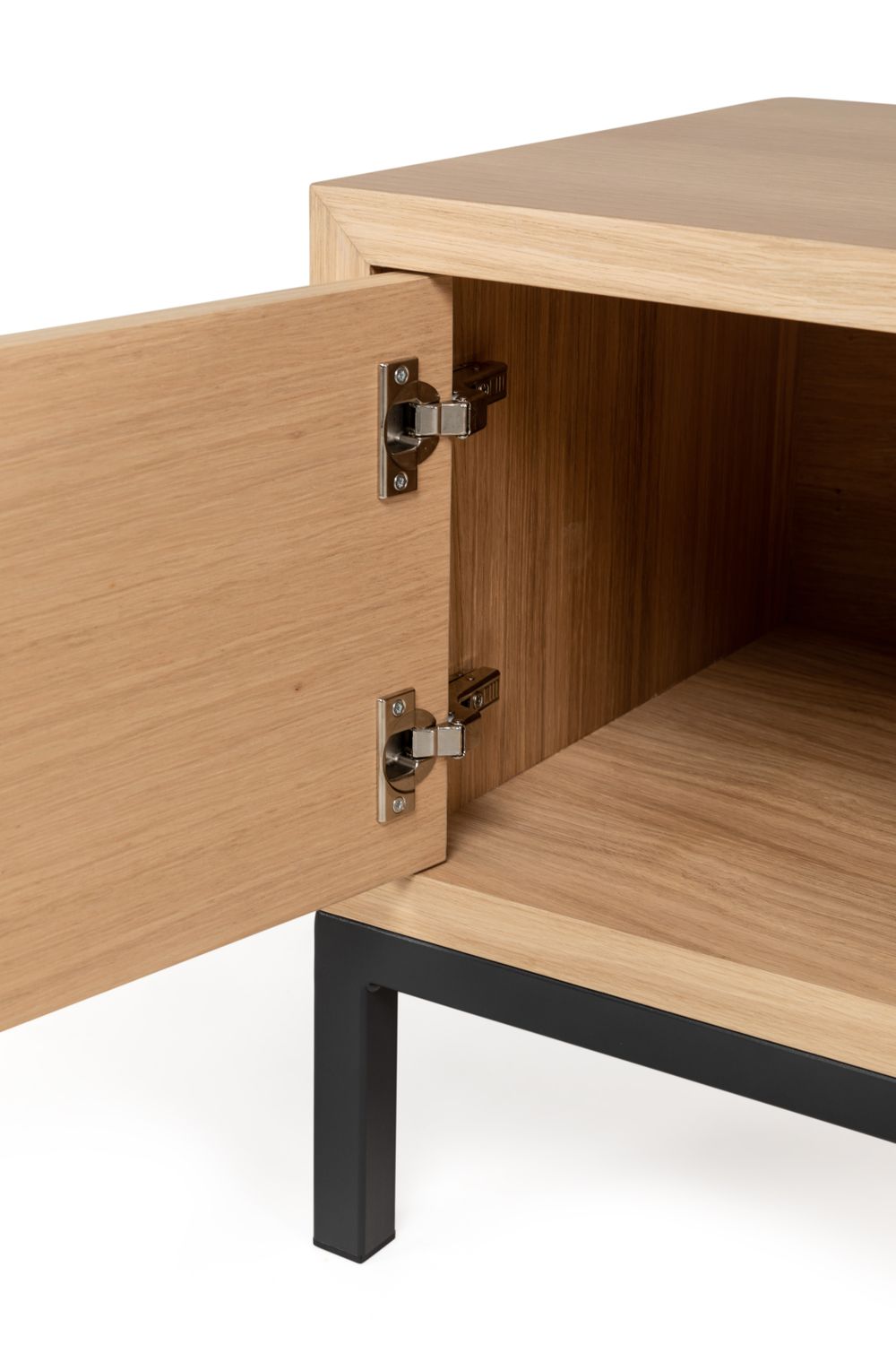 Nachttafel met deur ARGOS - Eiken/zwart metaal KRE AR NTD