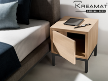 Nachttafel met deur ARGOS - Eiken/zwart metaal KRE AR NTD