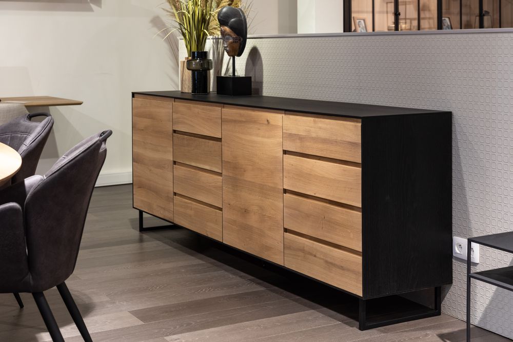 Dressoir ALEXI - Zwart/naturel VDC AX DRHDLDL