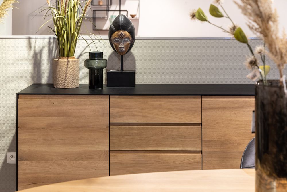 Dressoir ALEXI - Zwart/naturel VDC AX DRHDLDL