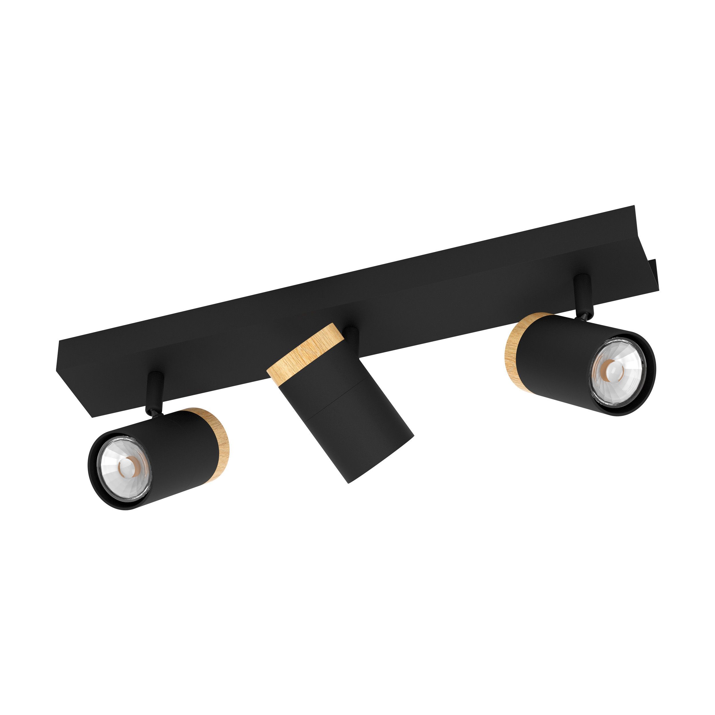 Plafondspot CARTAGENA 3x - Zwart/hout EGL 39648