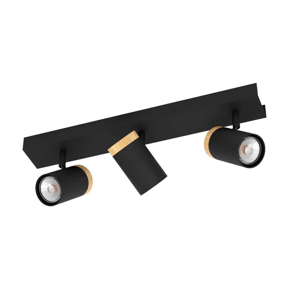 Plafondspot CARTAGENA 3x - Zwart/hout EGL 39648