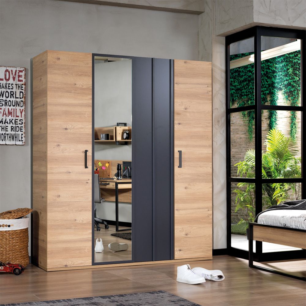 4-deurs kleerkast IRONY - Blank eik INF-2-000027