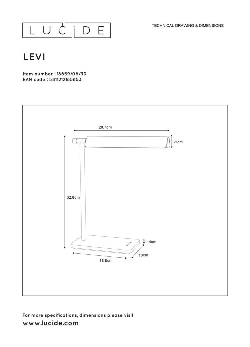 Bureaulamp LEVI - Zwart LCD186590630