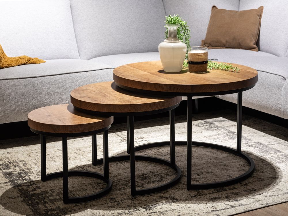 Salontafels, set van 3 HUGO - Old Teak MXF HU ST3