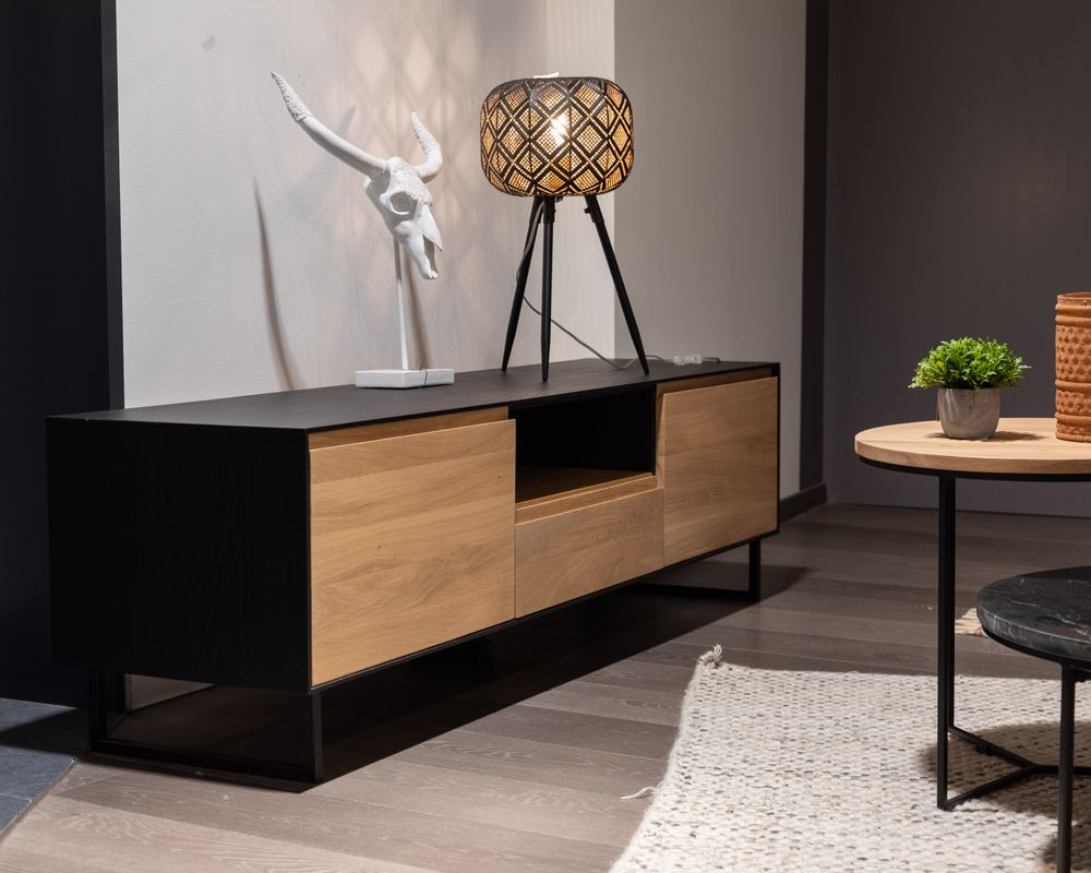 Tv-meubel ALEXI - Zwart/Naturel VDC AX TVDLD