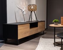 Tv-meubel ALEXI - Zwart/Naturel VDC AX TVDLD