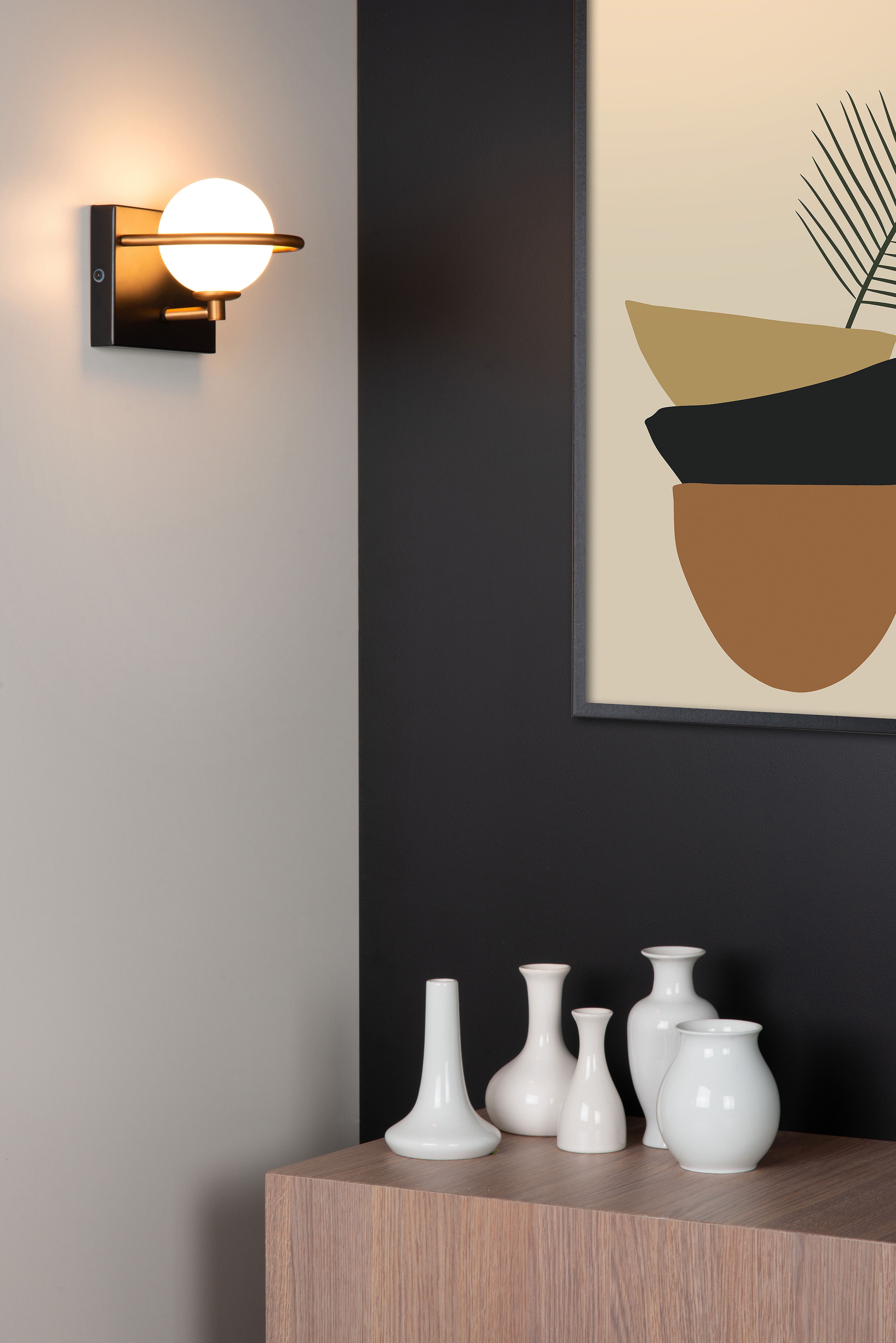 Wandlamp ISOBEL - zwart / goud