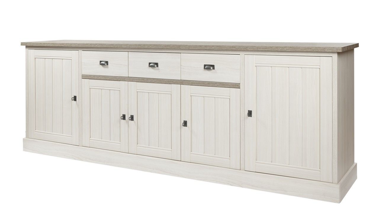Dressoir YORK 5 deuren - Lariks & Crystal Oak