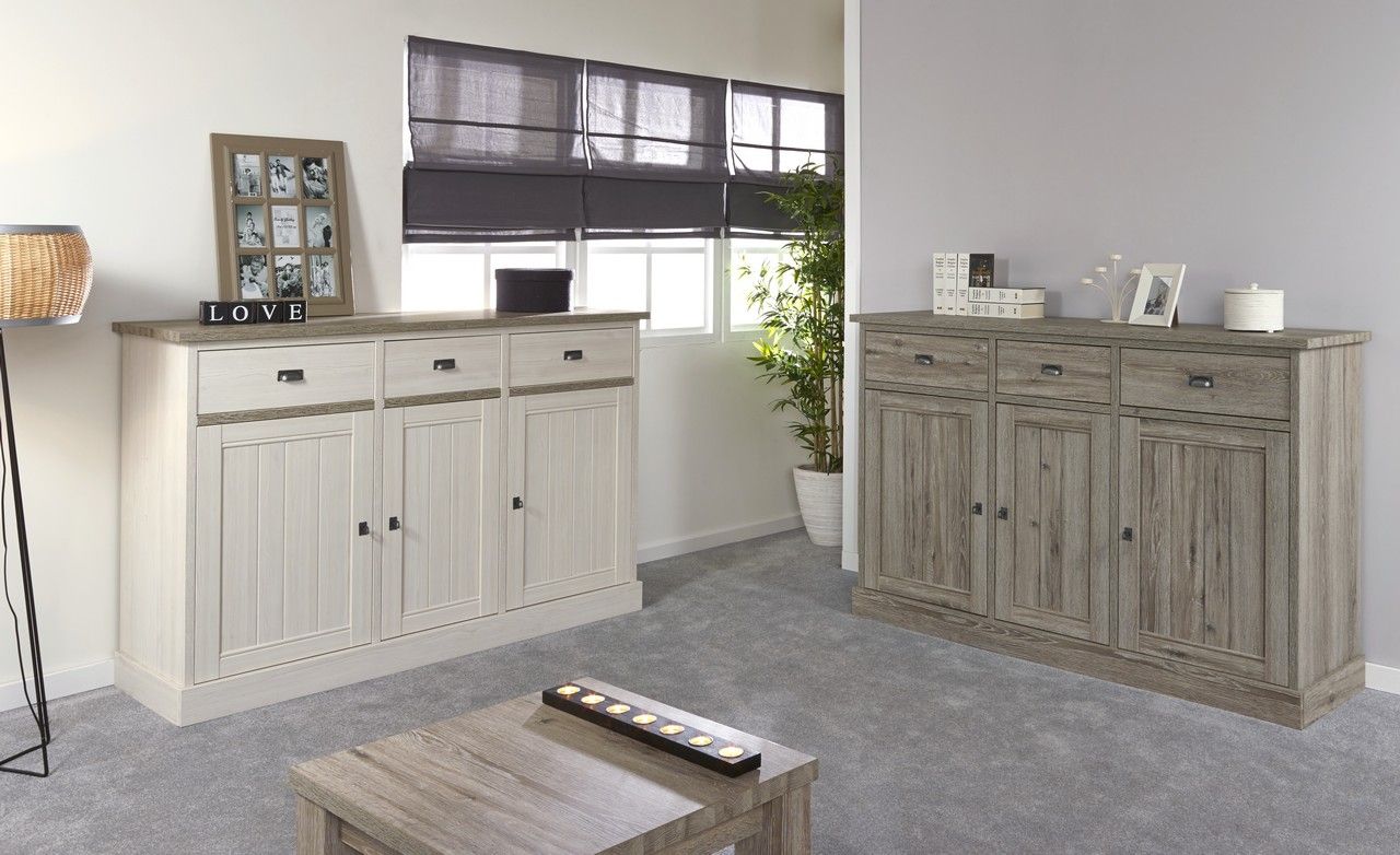 Highboard YORK - Lariks & crystal oak beige