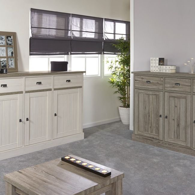 Highboard YORK - Lariks & crystal oak beige