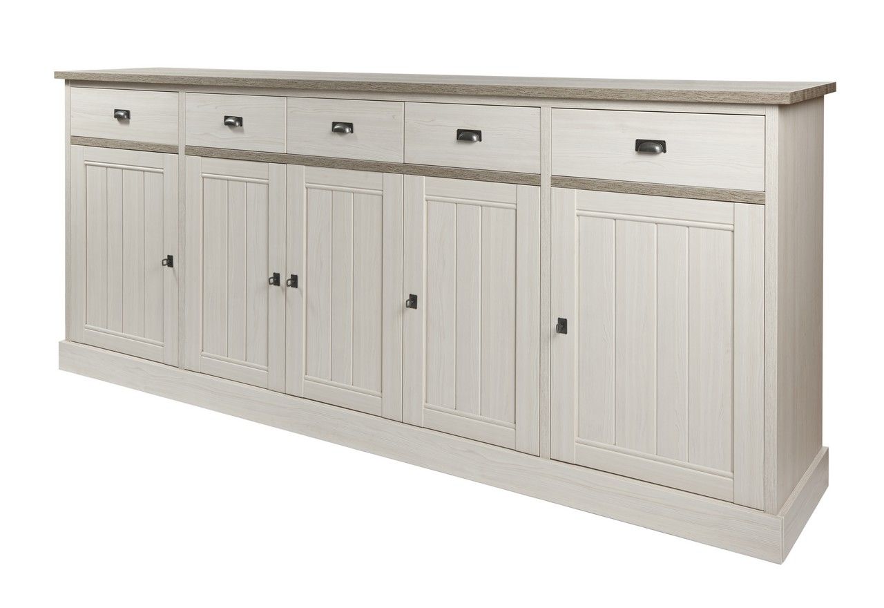 Dressoir YORK 5 deuren - Crystal oak beige