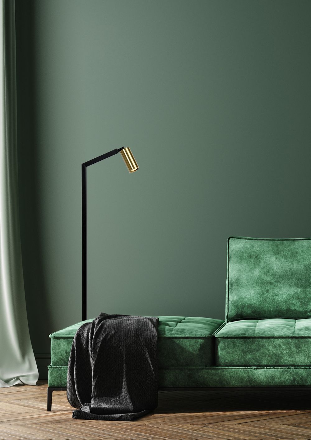 Vloerlamp SYBIL - Zwart/messing LCD457990130