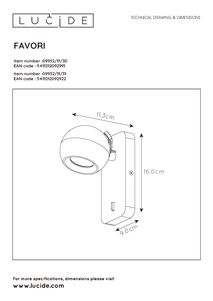 Wandspot FAVORI 1x - Zwart LCD099321130