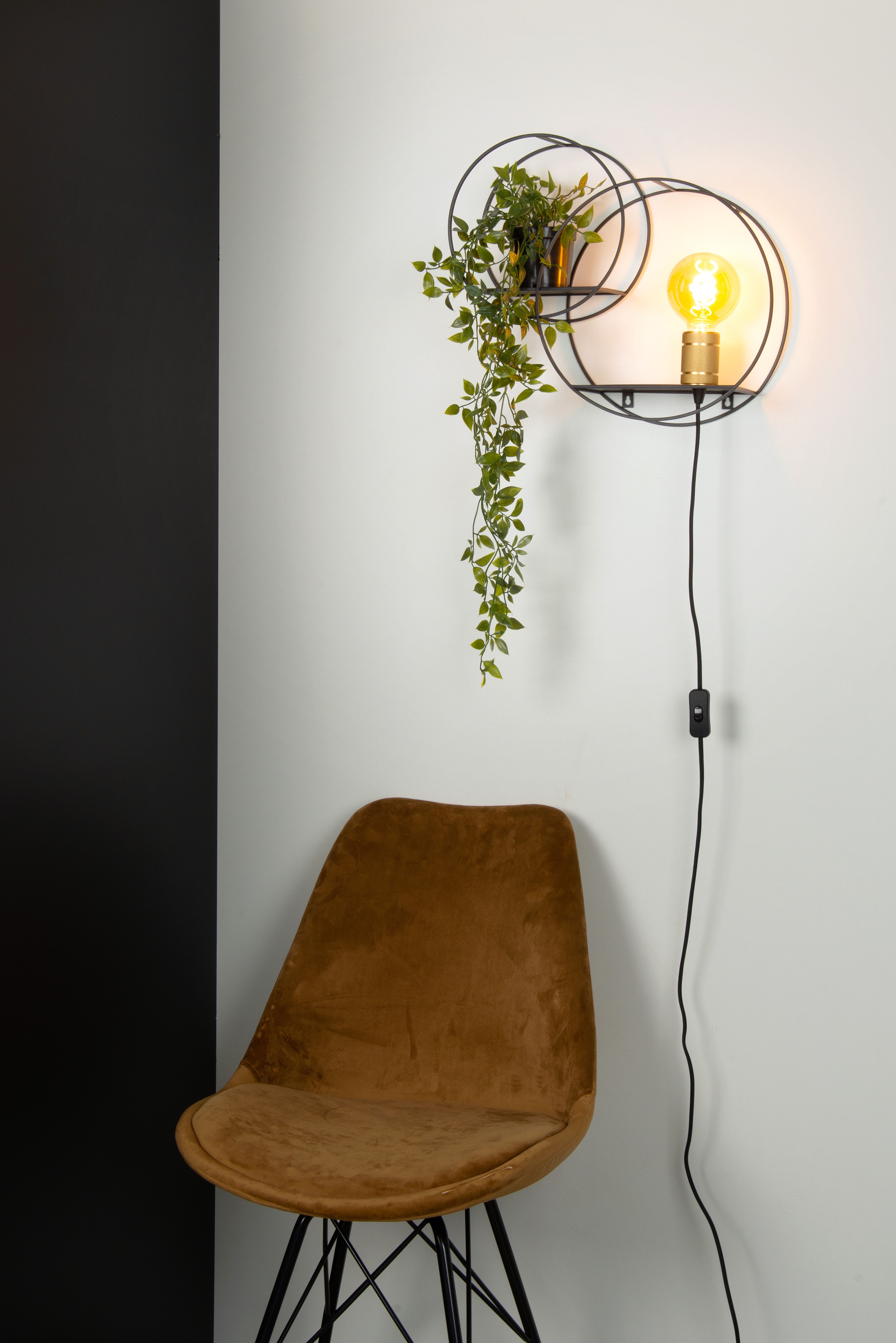 Wandlamp CIRCLE - Zwart/goud