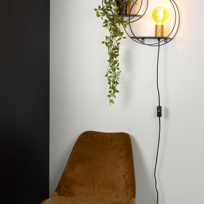 Wandlamp CIRCLE - Zwart/goud