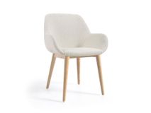 Armstoel KONNA - Wit bouclé / hout KAV CC5212J33