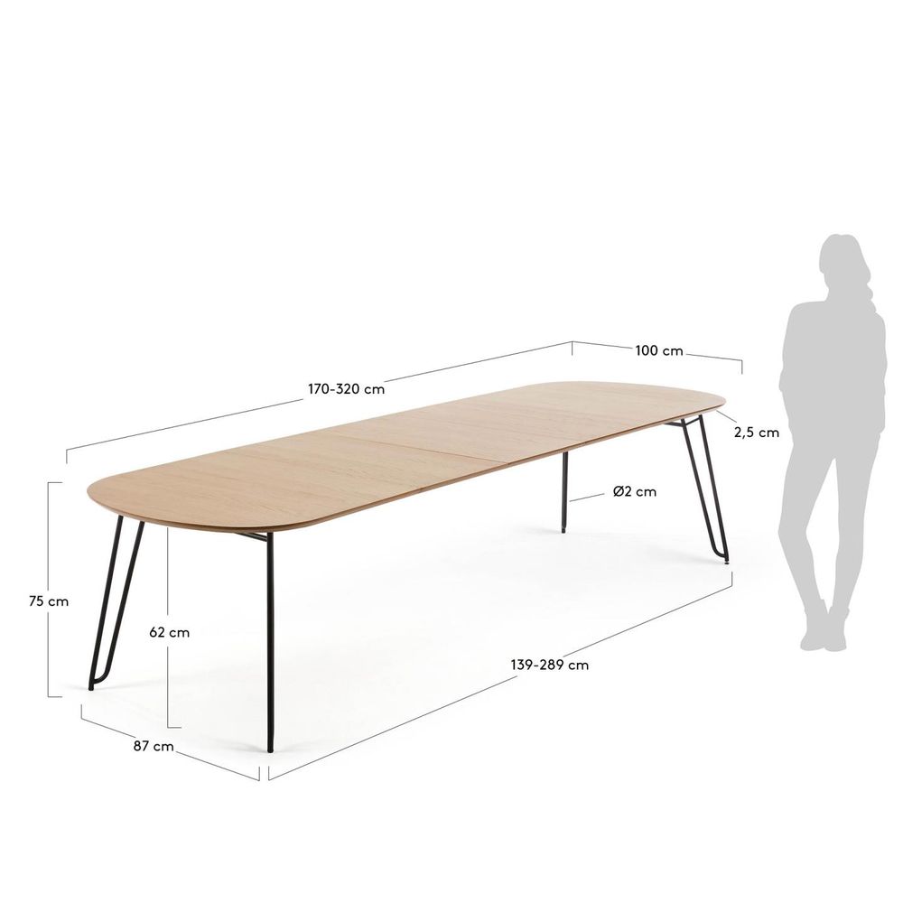 Uitschuifbare eetkamertafel NOVAC - Eikenfineer KAV CC1074M46