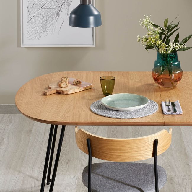 Uitschuifbare eetkamertafel NOVAC - Eikenfineer
