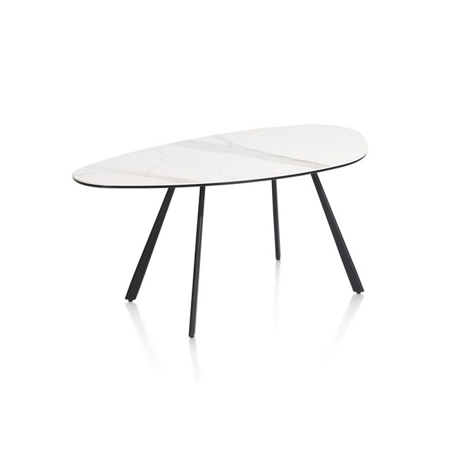 Salontafel MONTELLO - Keramiek met witte marmerloo