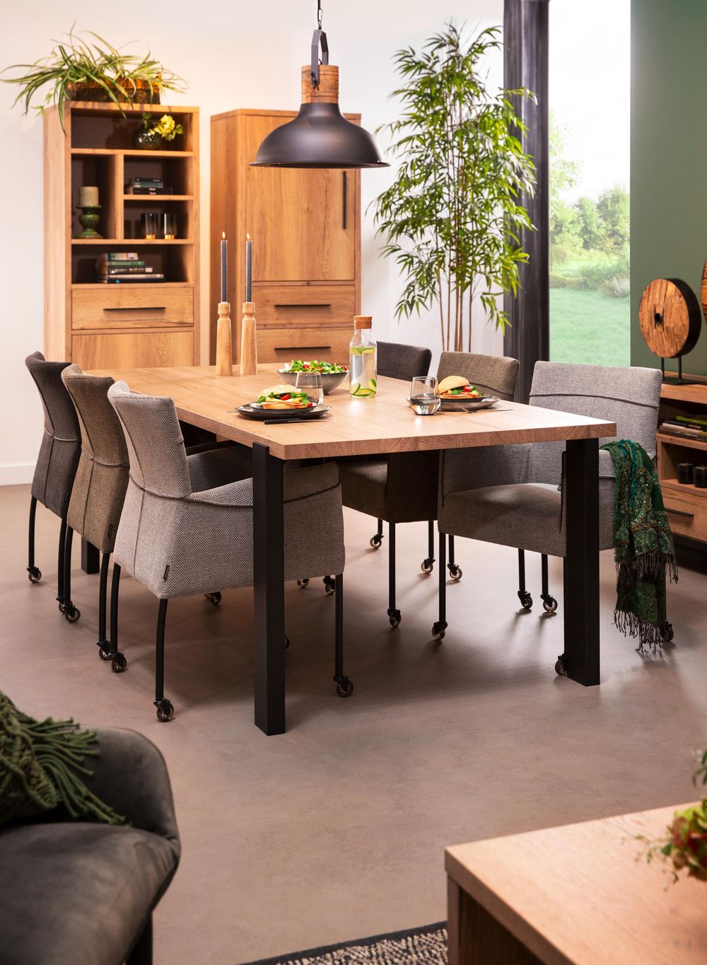 Eetkamer WOODY - Natuur/zwart metaal C-MXF WO EK