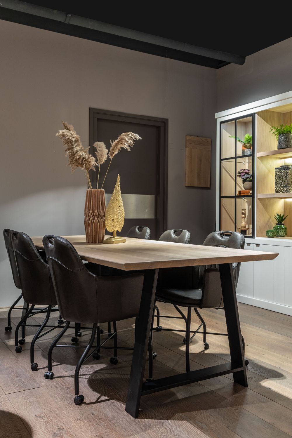 Eetkamertafel FLORO - Smoked oak/zwart FDF FL T23-SMPU