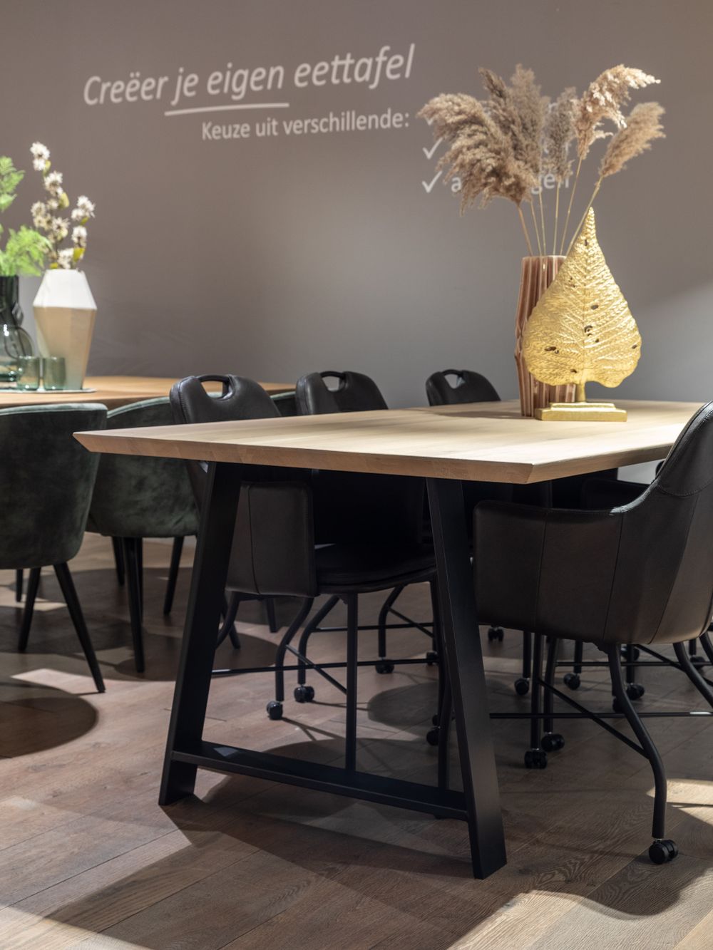 Eetkamertafel FLORO - Smoked oak/zwart FDF FL T23-SMPU