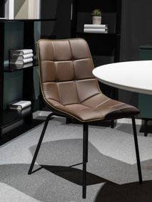 Stoel LUCCA - Grijs/taupe lederlook PDM LUB ST