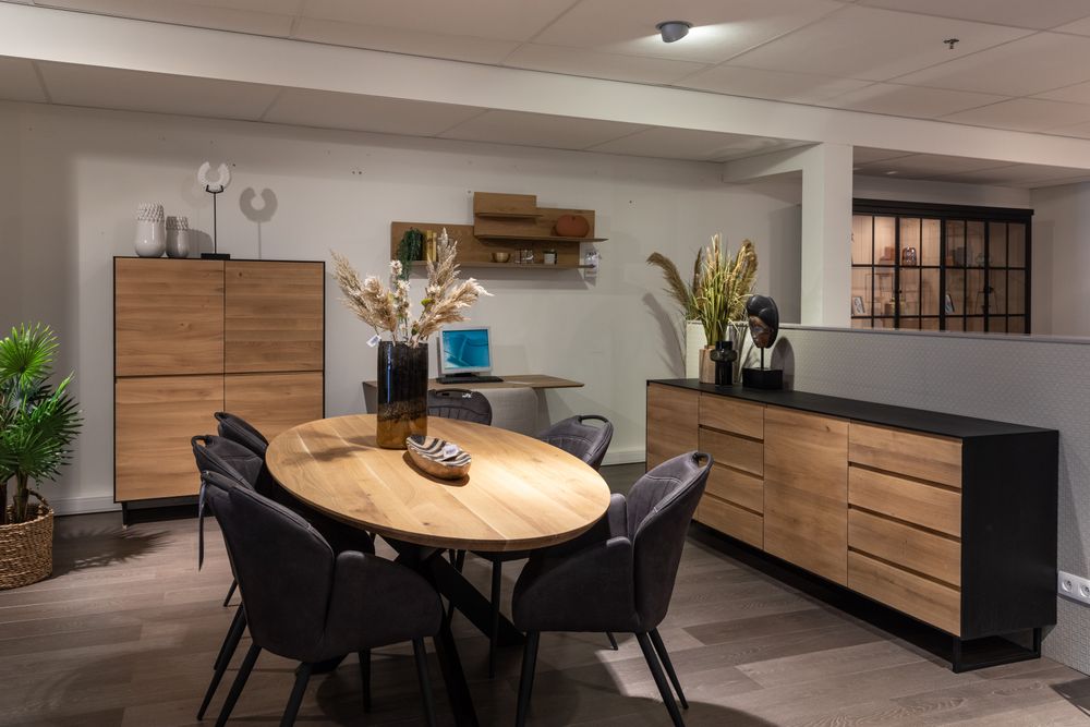 Wandkast ALEXI - Zwart/naturel VDC AX BK4D