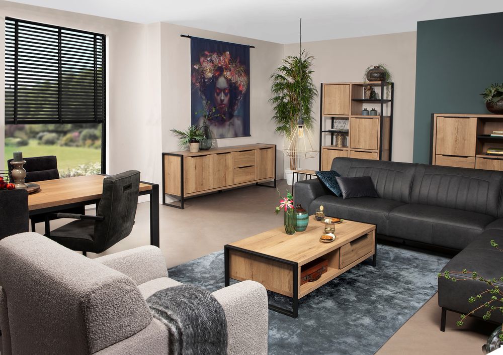 Eetkamertafel CARLTON - Natuur/zwart metaal MXF CAR T19
