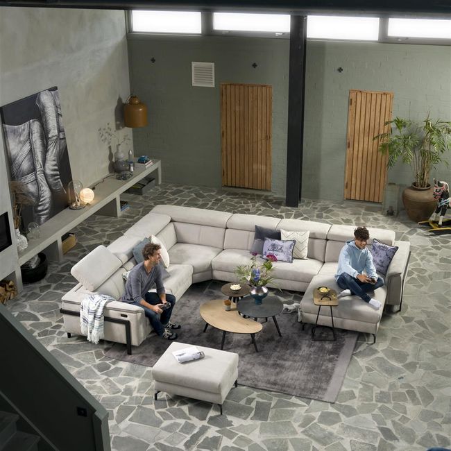 Hoekzetel met voetbank TYCAN - Nubucco charcoal