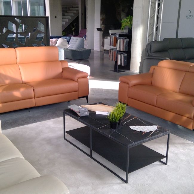 2-zit zetel LIPARI - Cognac leder