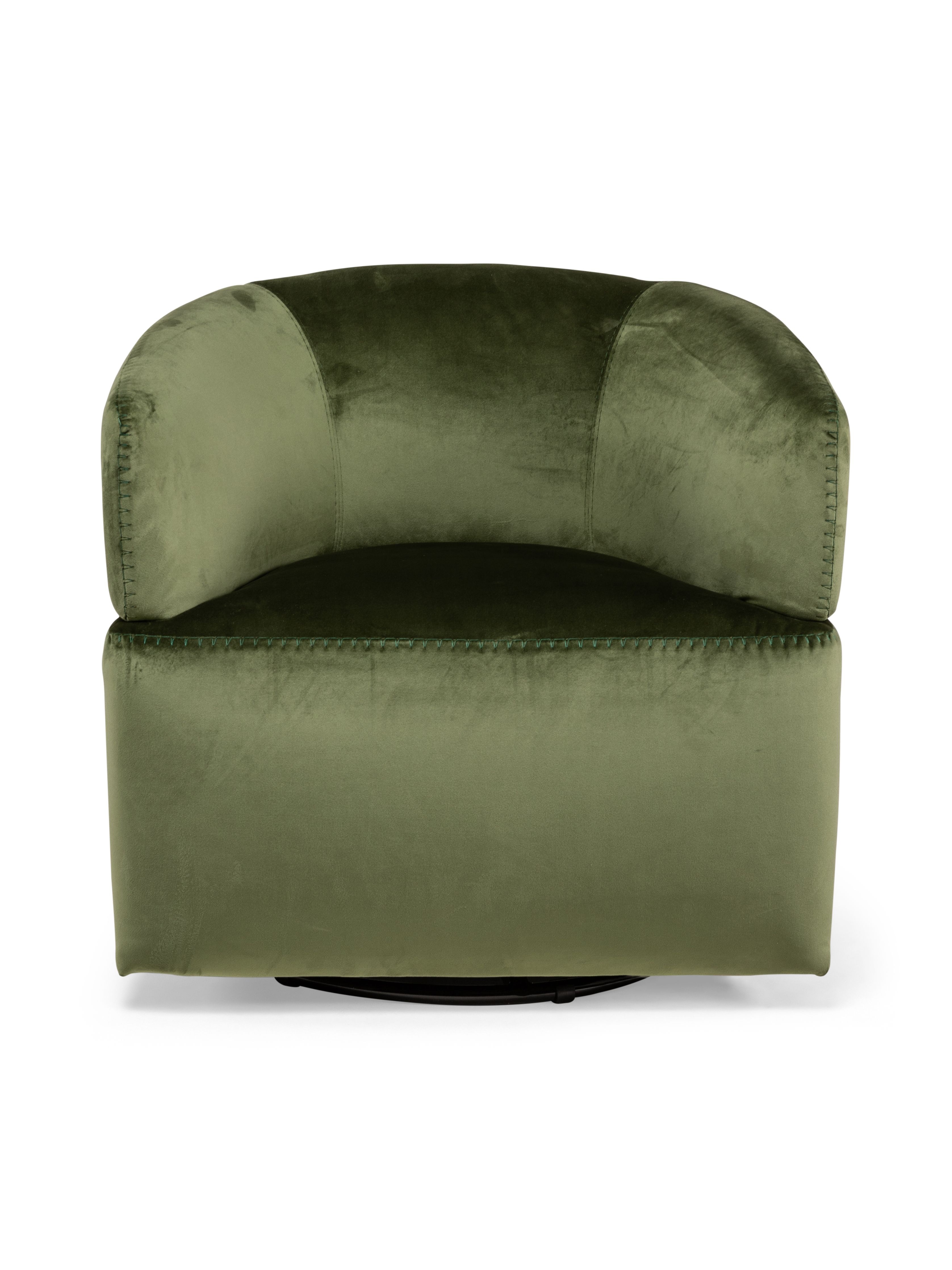 Calia fauteuil op draaivoet Pirouette velvet groen B77 x D76 x H74 cm