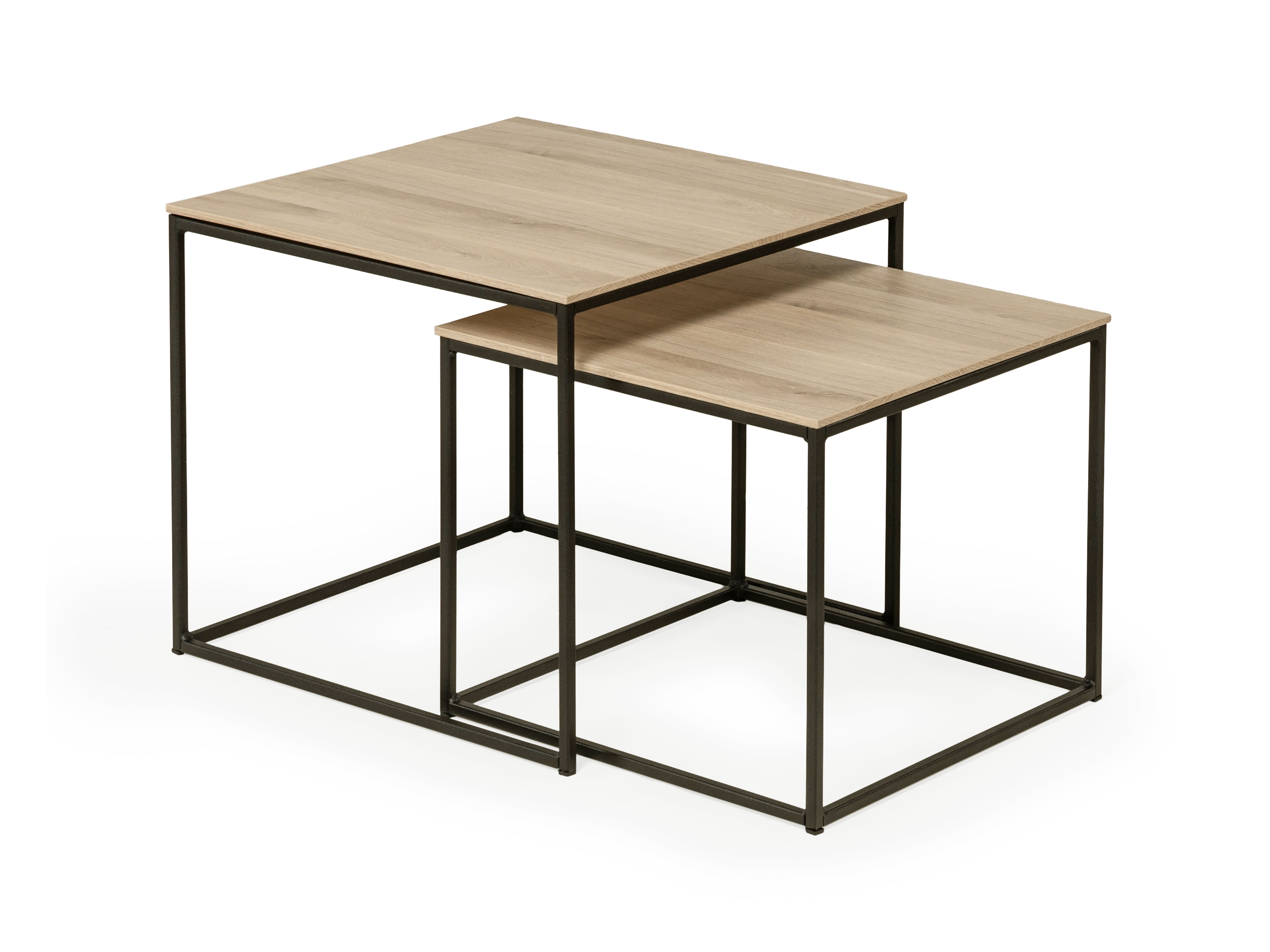 Set van 2 salontafels SIMON - Fresh oak/zwart meta MXF SM SAS2-FO