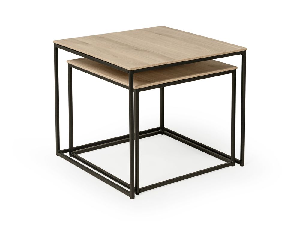 Set van 2 salontafels SIMON - Fresh oak/zwart meta MXF SM SAS2-FO