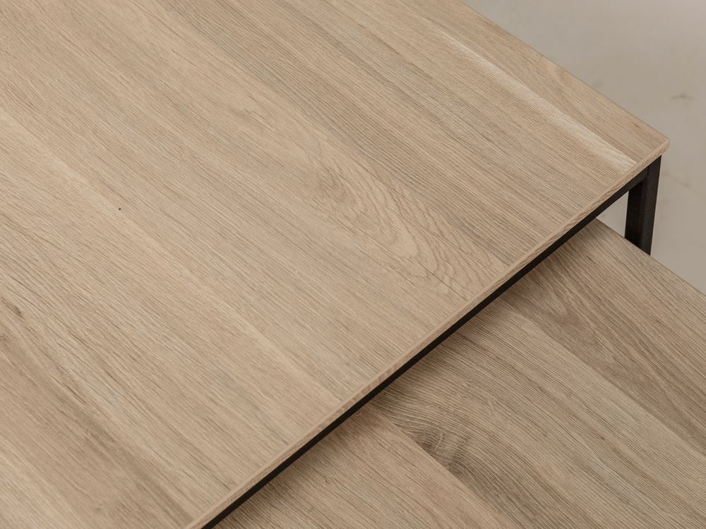 Set van 2 salontafels SIMON - Fresh oak/zwart meta MXF SM SAS2-FO
