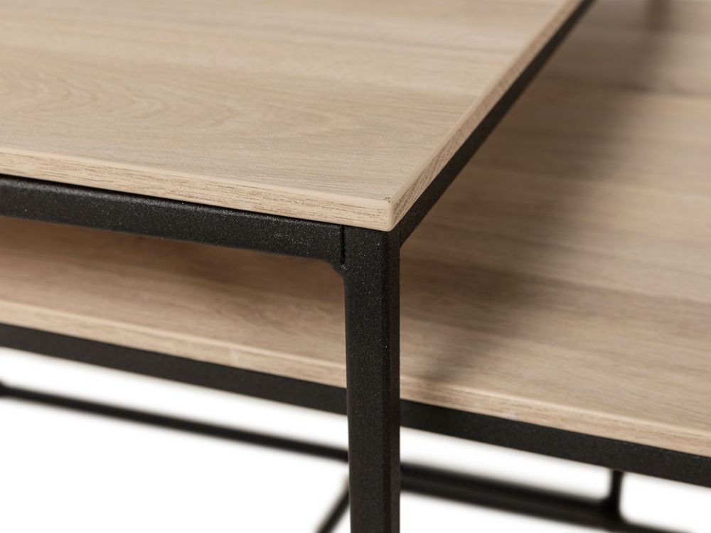 Set van 2 salontafels SIMON - Fresh oak/zwart meta MXF SM SAS2-FO