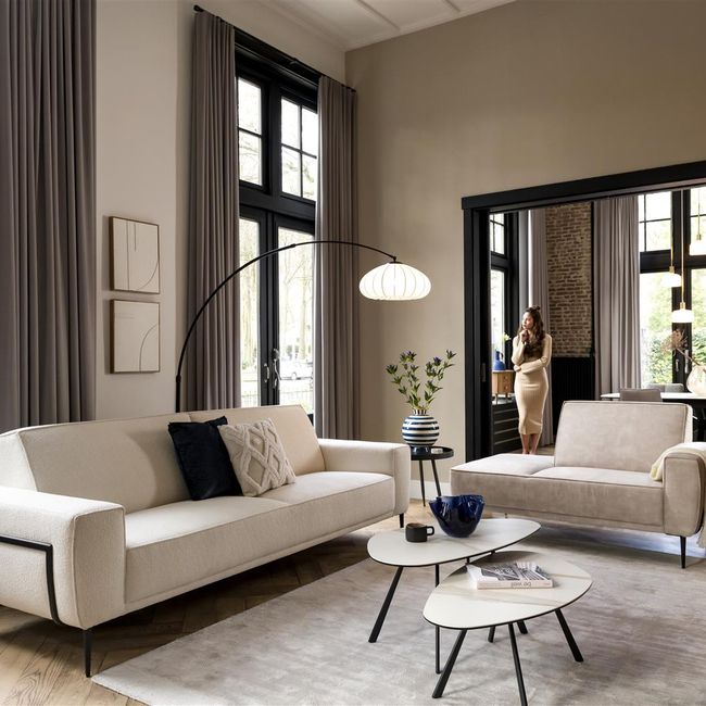 Salontafel MONTELLO - Keramiek met witte marmerloo