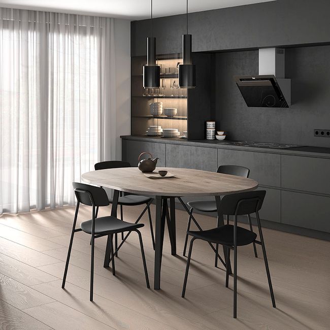 Uitschuifbare ronde tafel WACKO - Marmerlook/antra