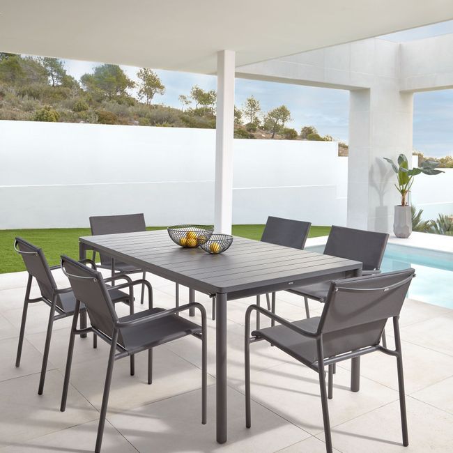 Uitschuifbare aluminium tuintafel ZALTANA - Zwart