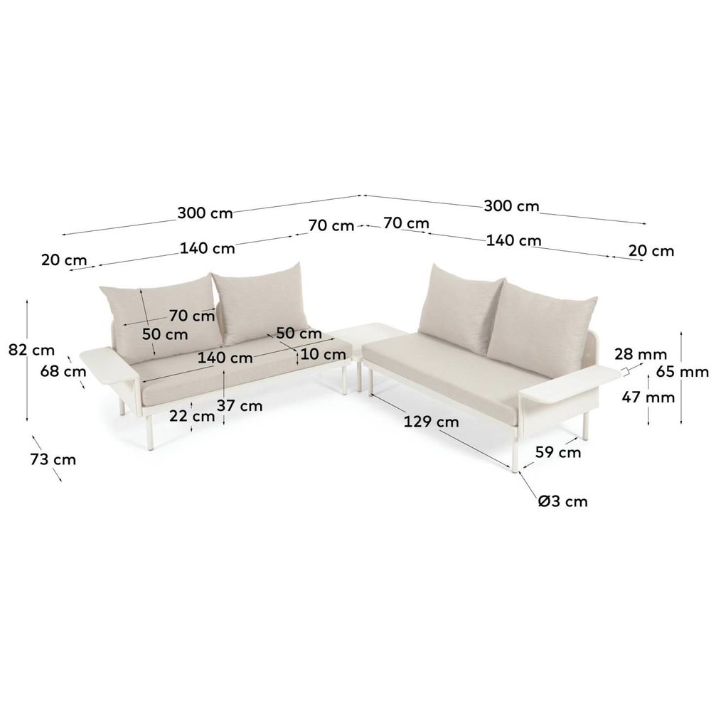 Loungeset aluminium ZALTANA - Wit KAV S794R33
