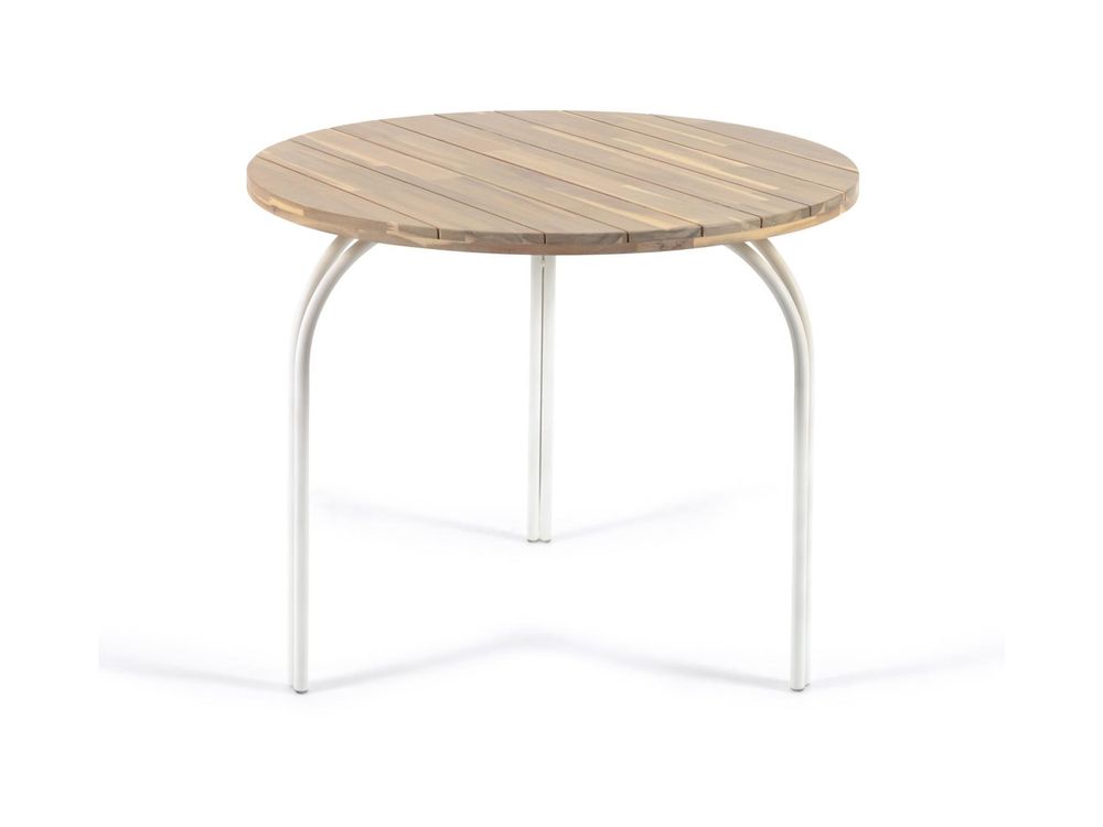 Ronde tuintafel CAILIN - Massief acacia/wit KAV CC6051M46