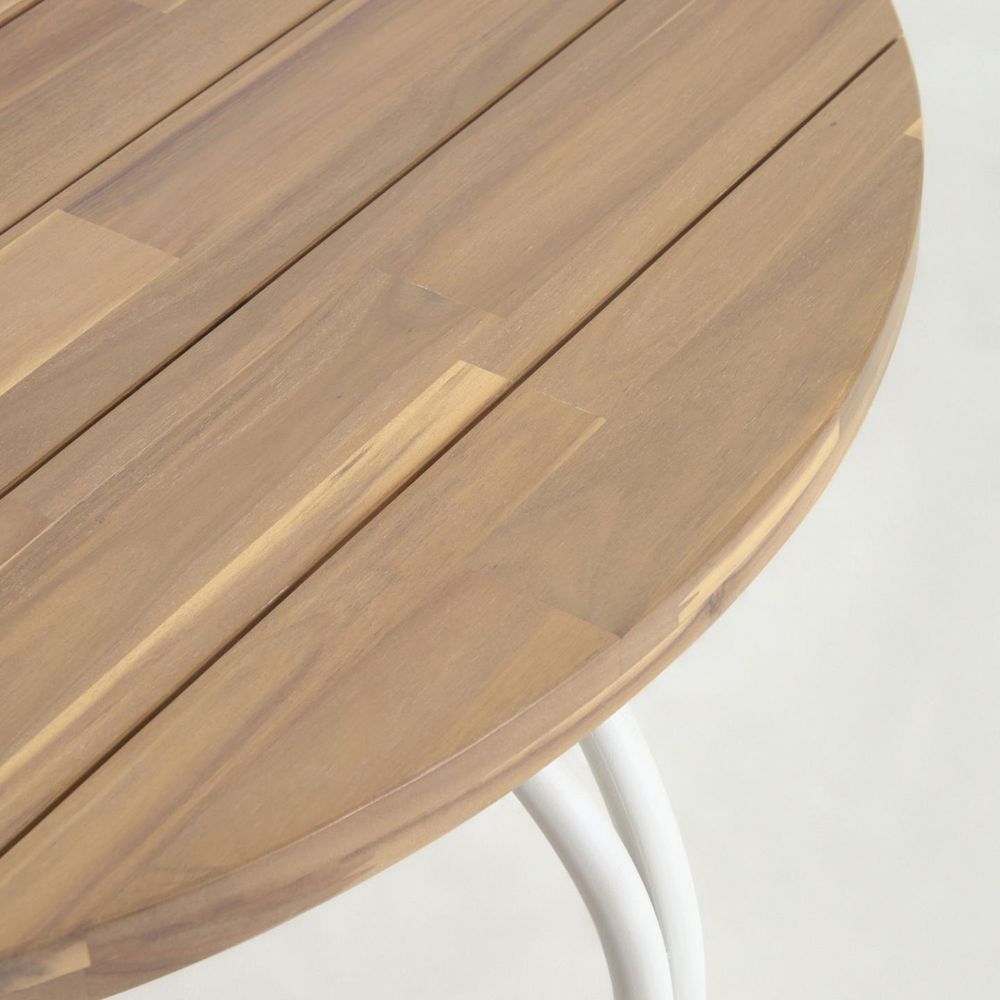 Ronde tuintafel CAILIN - Massief acacia/wit KAV CC6051M46