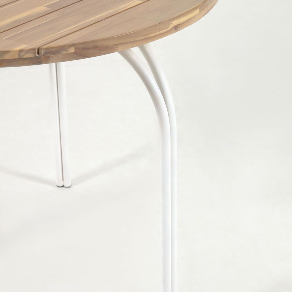 Ronde tuintafel CAILIN - Massief acacia/wit KAV CC6051M46