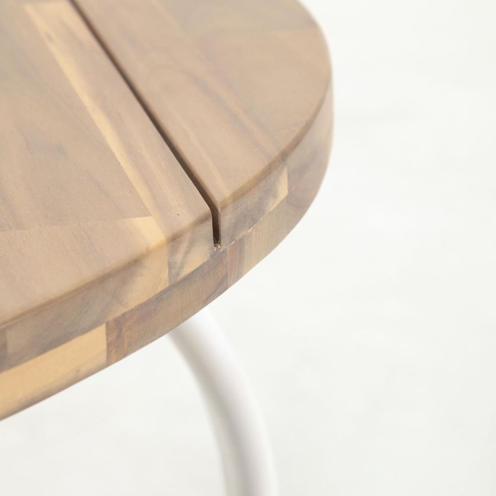 Ronde tuintafel CAILIN - Massief acacia/wit KAV CC6051M46