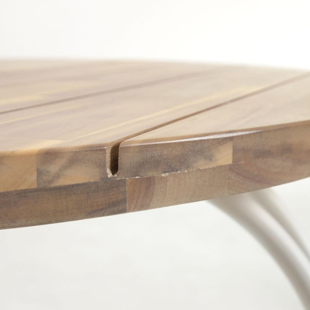 Ronde tuintafel CAILIN - Massief acacia/wit KAV CC6051M46