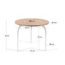 Ronde tuintafel CAILIN - Massief acacia/wit KAV CC6051M46