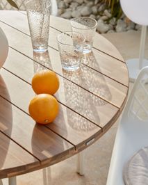 Ronde tuintafel CAILIN - Massief acacia/wit KAV CC6051M46